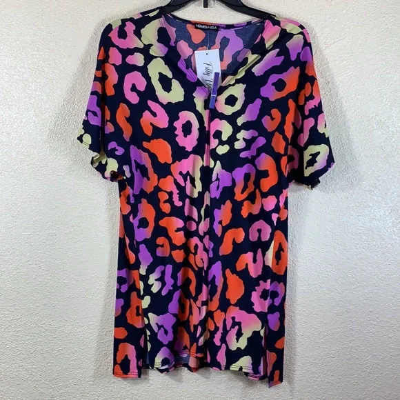 Swim Wear Cardigan Top M Bathing Suit Coverup Top Purple Black NWT Polyester - Picture 8 of 11